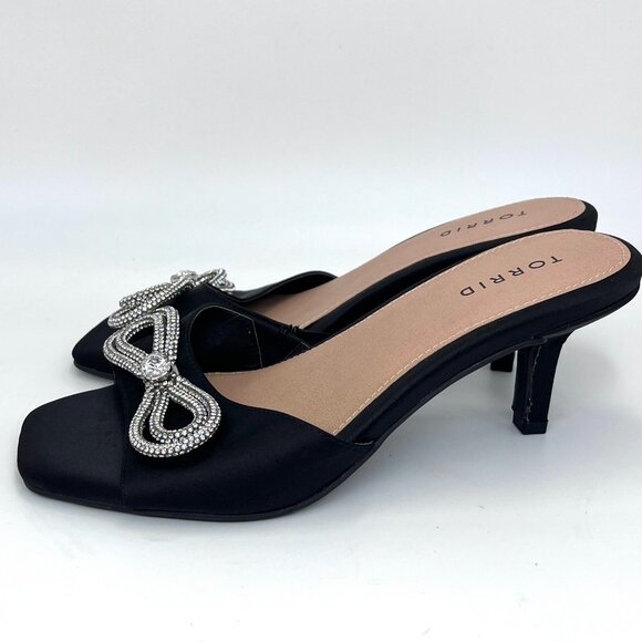 New Torrid Black Rhinestone Bow Kitten Heel - SIze 8WW - Picture 7 of 10
